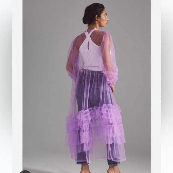 ANTHROPOLOGIE NWT ASYMMETRICAL TULLE KIMONO 💜 - Picture 2 of 4